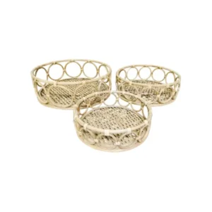 Round rattan tray