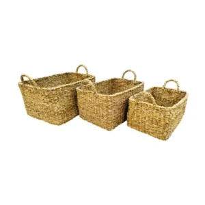 Rectangular woven storage baskets